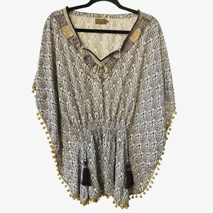 SKEMO Boho‑Chic Hand‑Beaded Tassel & Sequin Tunic • Medium